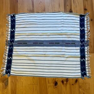 Vintage Guatemalan Tapestry Throw Home Decor Handmade Woven White Purple Striped